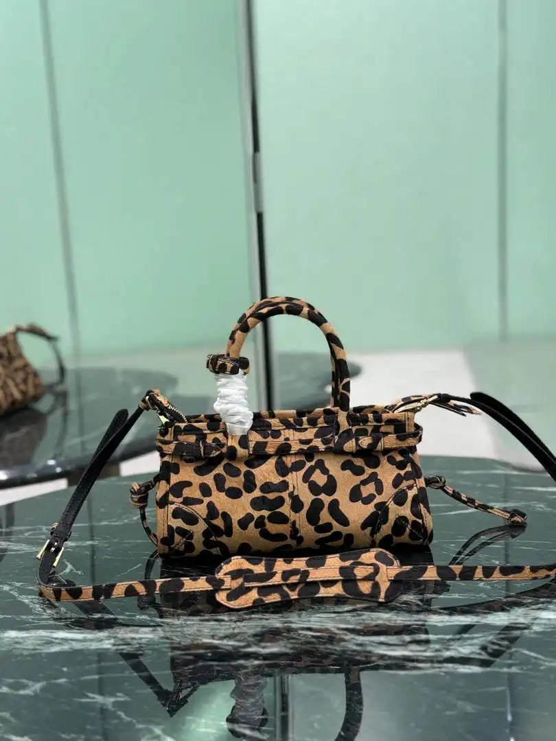 Prada 1BA486 Bonnie printed  leather mini handbag Leopard
