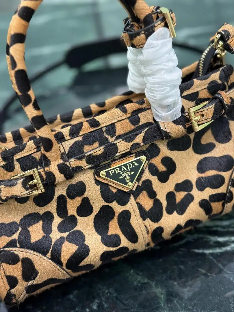 Prada 1BA486 Bonnie printed  leather mini handbag Leopard