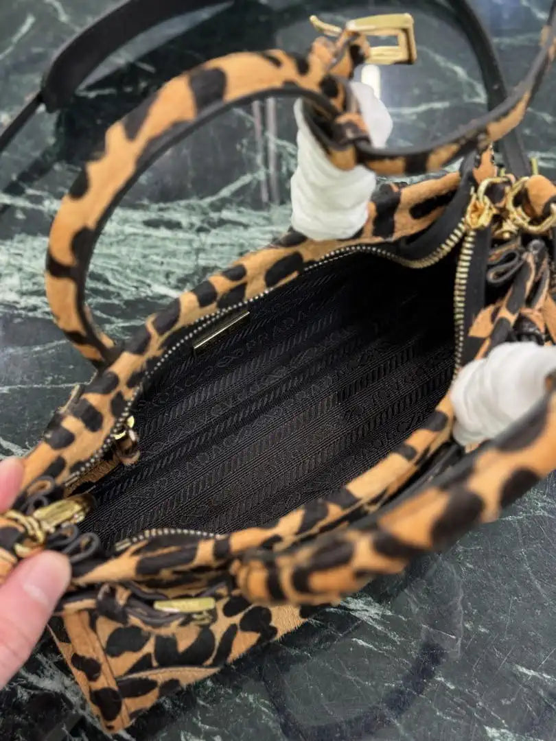 Prada 1BA486 Bonnie printed  leather mini handbag Leopard