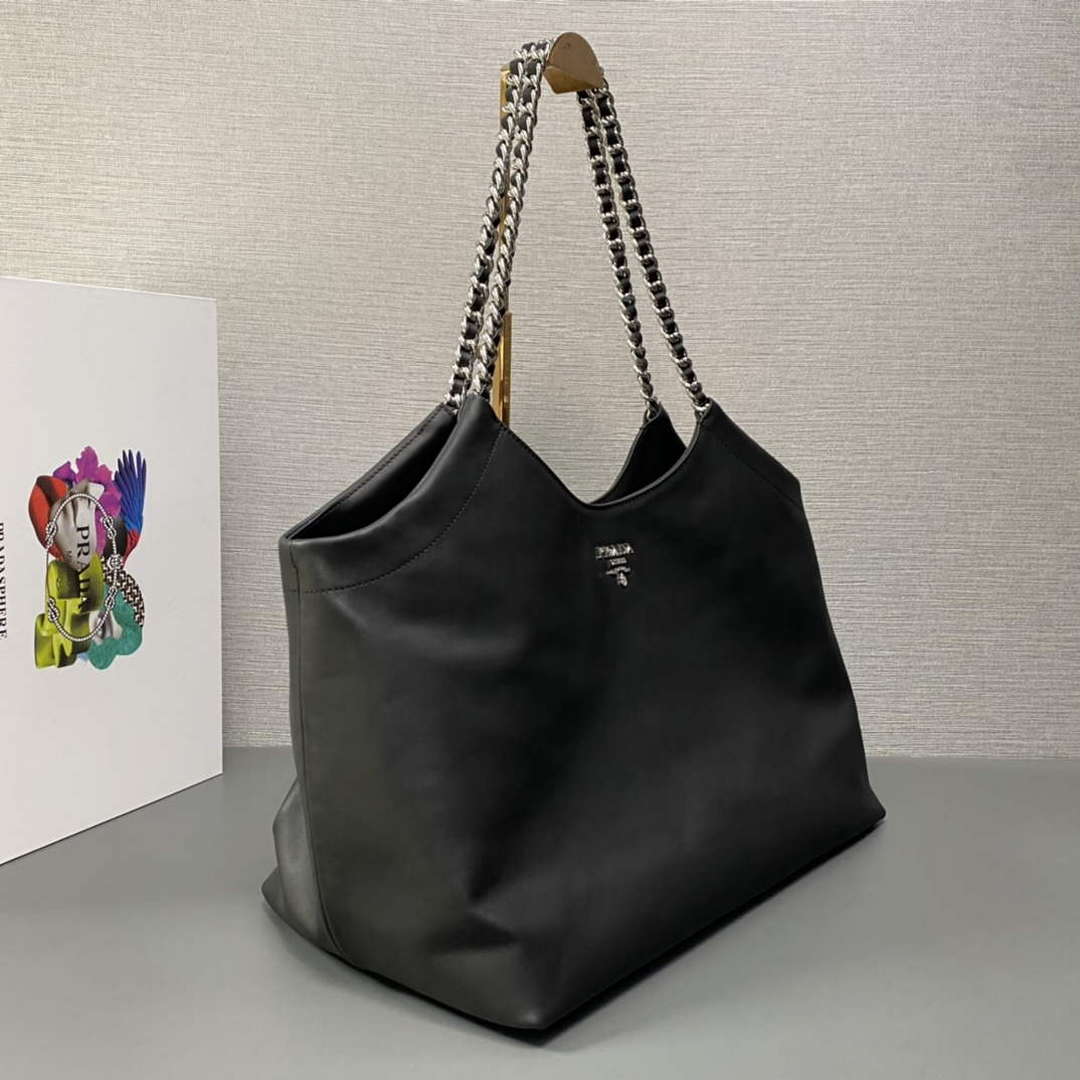 Prada 1BA638 Book Tote Bag Black