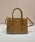 Prada 1BA863 Medium Prada Galleria Saffiano leather bag Cross pattern Natural