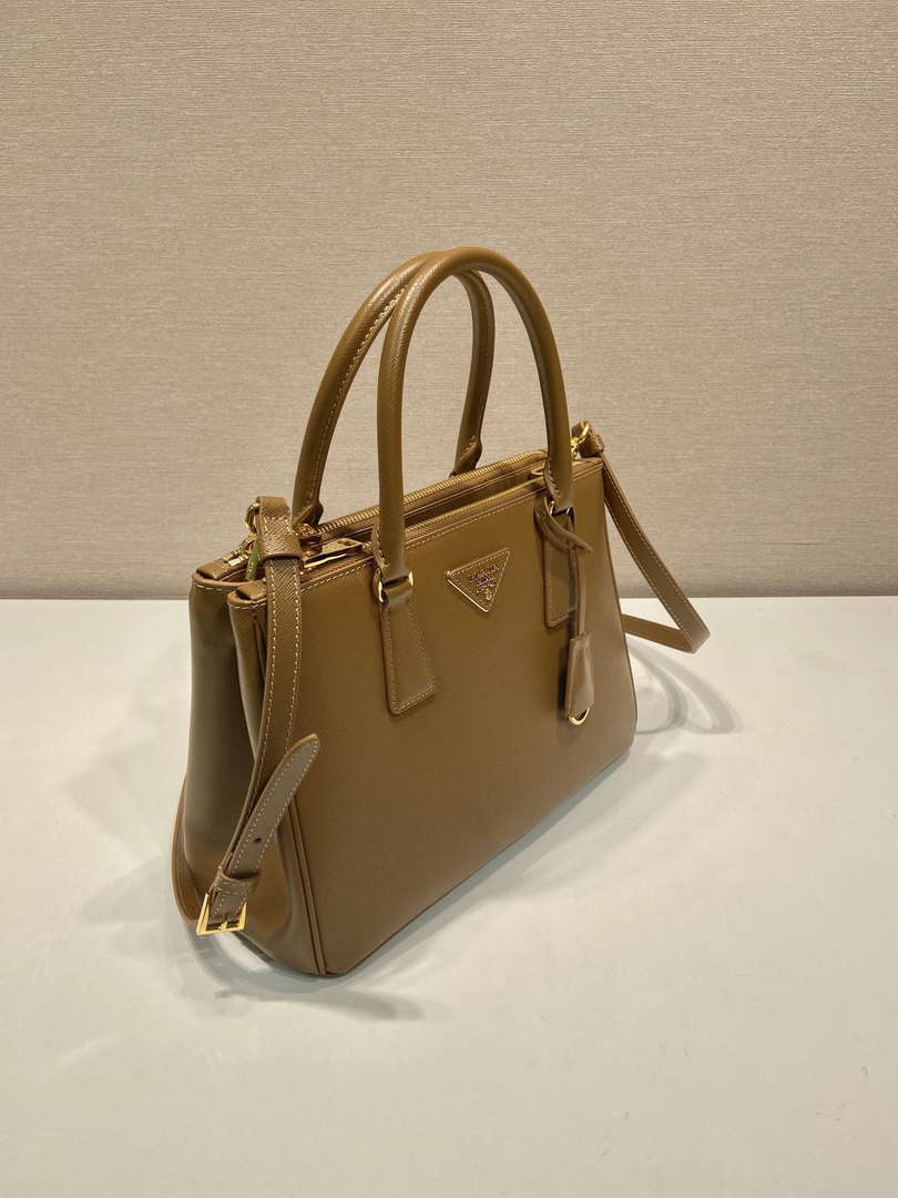 Prada 1BA863 Medium Prada Galleria Saffiano leather bag Cross pattern Natural