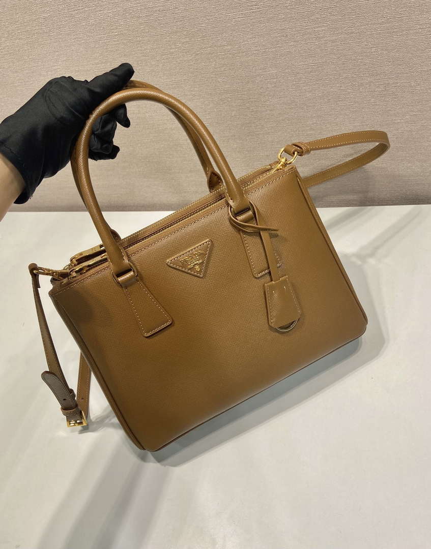 Prada 1BA863 Medium Prada Galleria Saffiano leather bag Cross pattern Natural