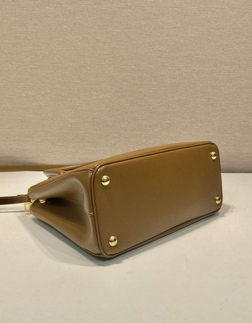 Prada 1BA863 Medium Prada Galleria Saffiano leather bag Cross pattern Natural
