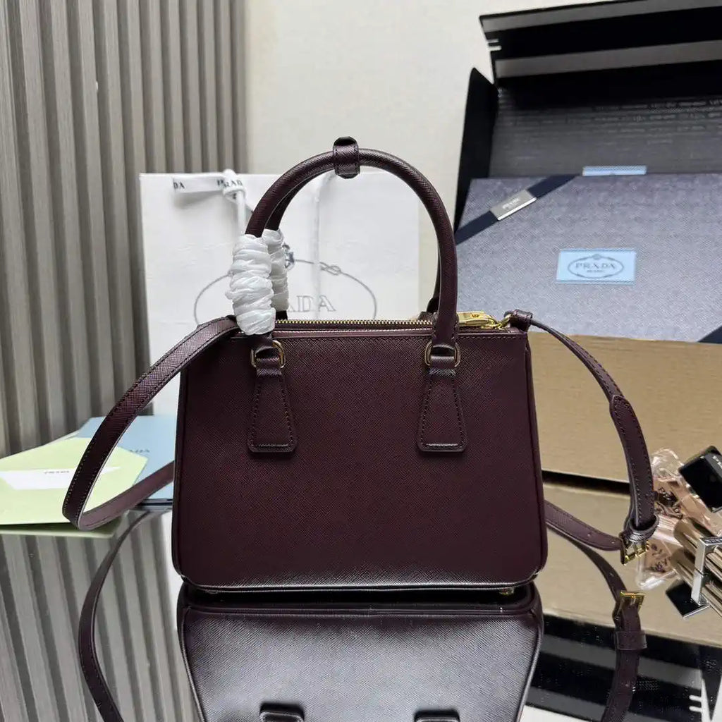 Prada 1BA896 Small Prada Galleria Saffiano leather bag Dark Red
