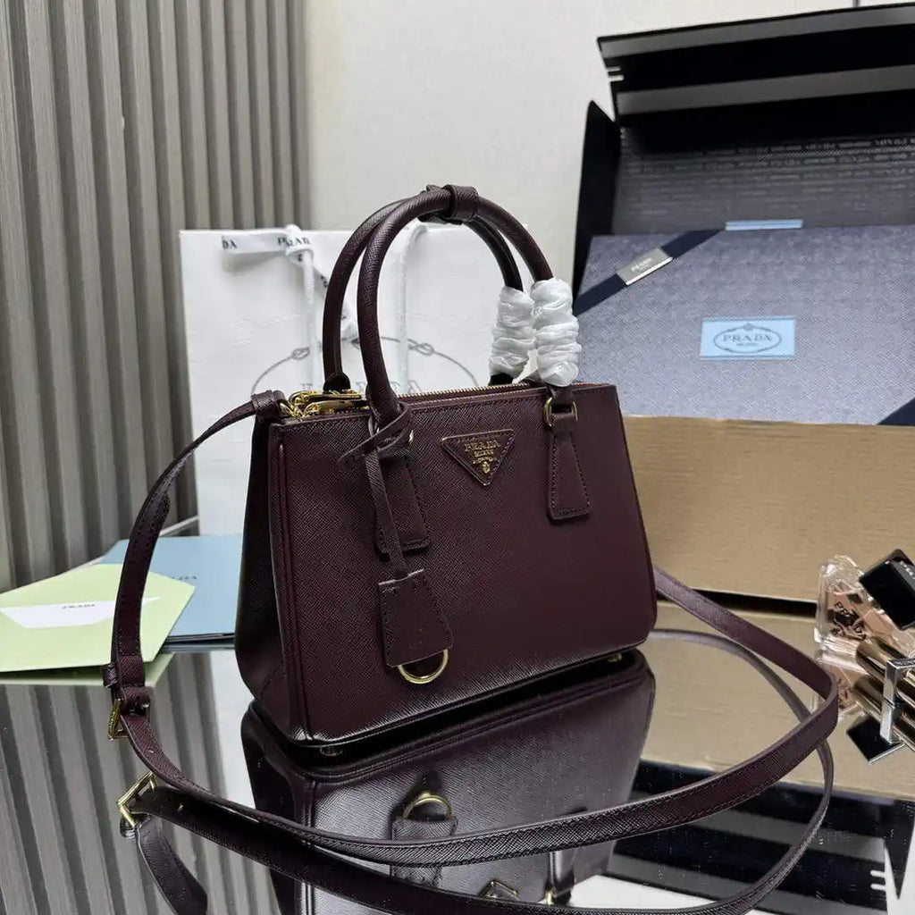 Prada 1BA896 Small Prada Galleria Saffiano leather bag Dark Red