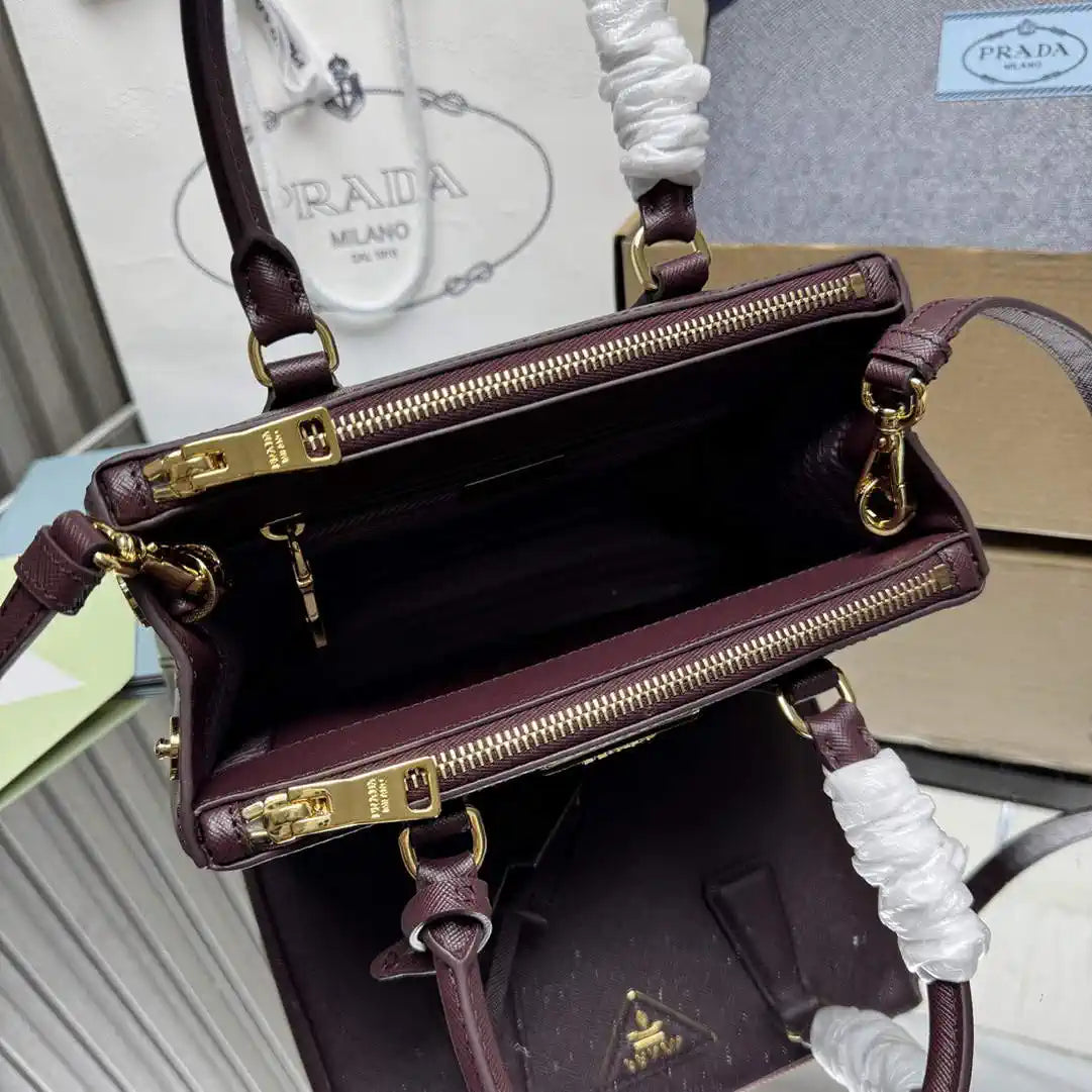Prada 1BA896 Small Prada Galleria Saffiano leather bag Dark Red