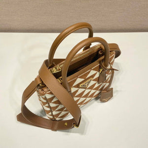Prada 1BA906 Galleria embroidered fabric bag Brown and Beige - Default Title - View 2