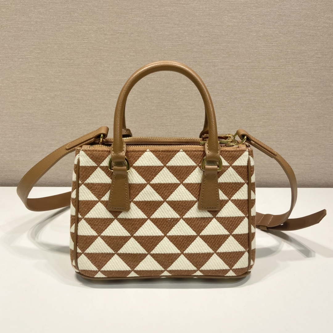 Prada 1BA906 Galleria embroidered fabric bag Brown and Beige - Default Title - View 4