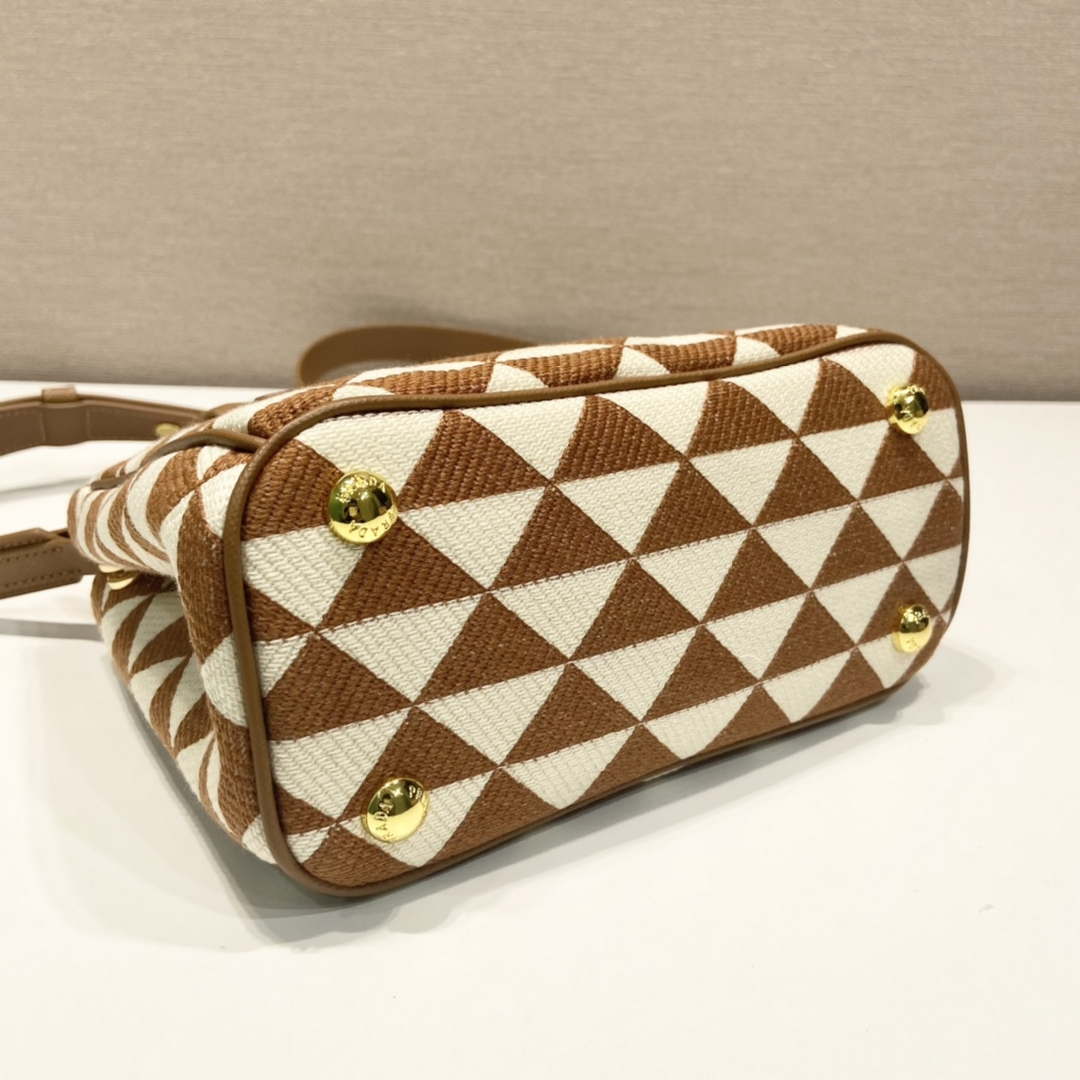 Prada 1BA906 Galleria embroidered fabric bag Brown and Beige - Default Title - View 7