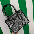Prada 1BA906 Galleria satin mini-bag with crystals Black - Default Title - View 1