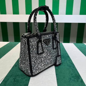 Prada 1BA906 Galleria satin mini-bag with crystals Black - Default Title - View 4
