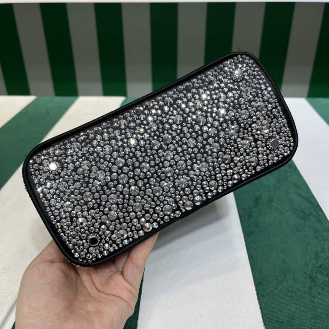 Prada 1BA906 Galleria satin mini-bag with crystals Black - Default Title - View 7