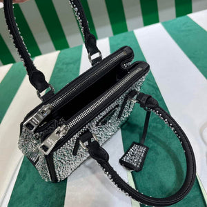 Prada 1BA906 Galleria satin mini-bag with crystals Black - Default Title - View 8