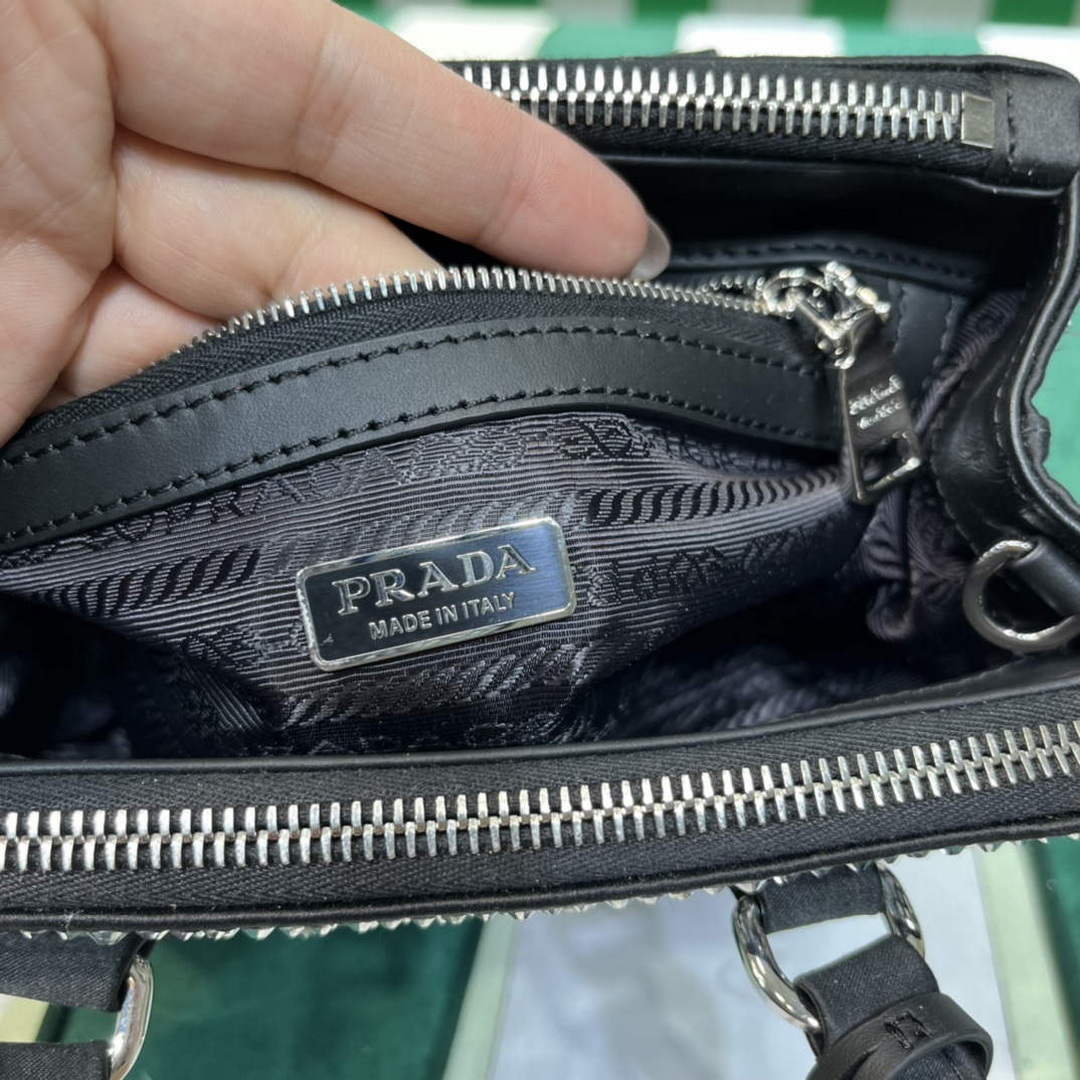 Prada 1BA906 Galleria satin mini-bag with crystals Black - Default Title - View 9