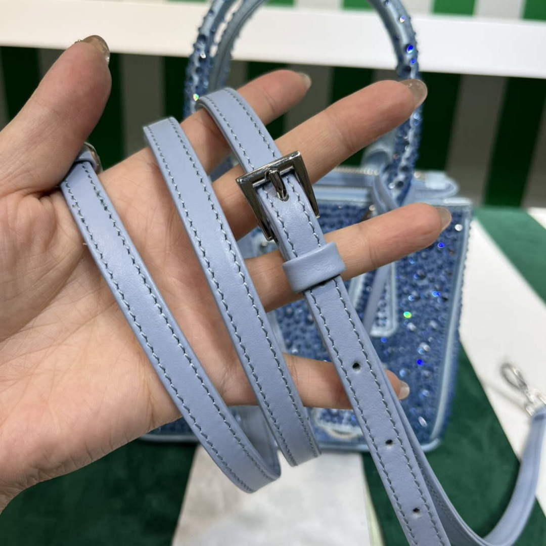 Prada 1BA906 Galleria satin mini-bag with crystals Blue - Default Title - View 10