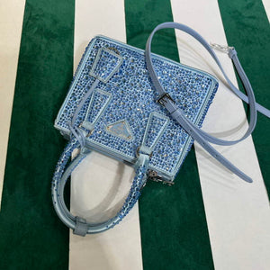 Prada 1BA906 Galleria satin mini-bag with crystals Blue - Default Title - View 11