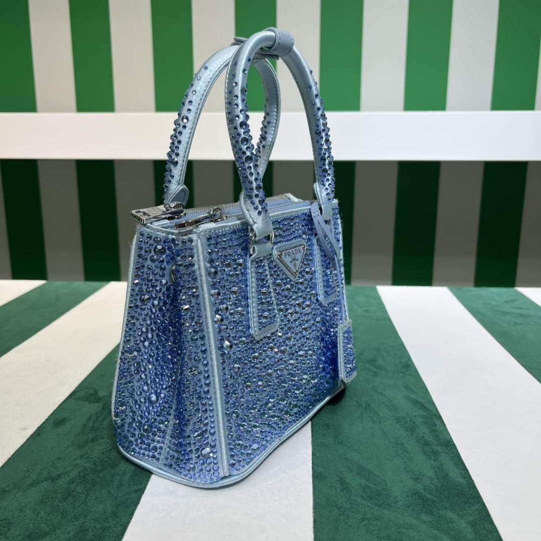 Prada 1BA906 Galleria satin mini-bag with crystals Blue - Default Title - View 4