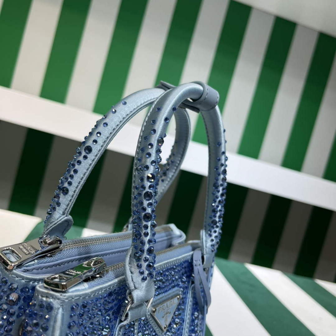 Prada 1BA906 Galleria satin mini-bag with crystals Blue - Default Title - View 5