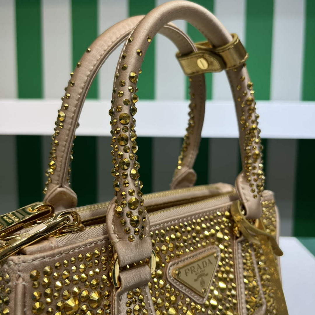 Prada 1BA906 Galleria satin mini-bag with crystals Gold - Default Title - View 4