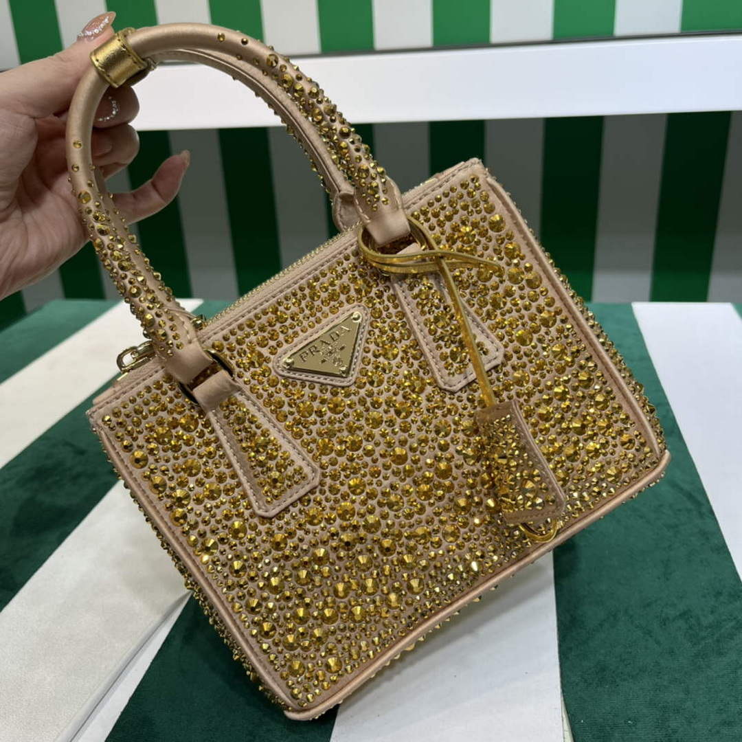 Prada 1BA906 Galleria satin mini-bag with crystals Gold - Default Title - View 6