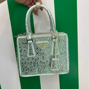 Prada 1BA906 Galleria satin mini-bag with crystals Green - Default Title - View 1