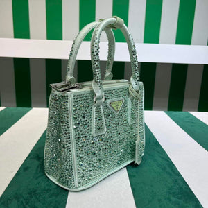Prada 1BA906 Galleria satin mini-bag with crystals Green - Default Title - View 4