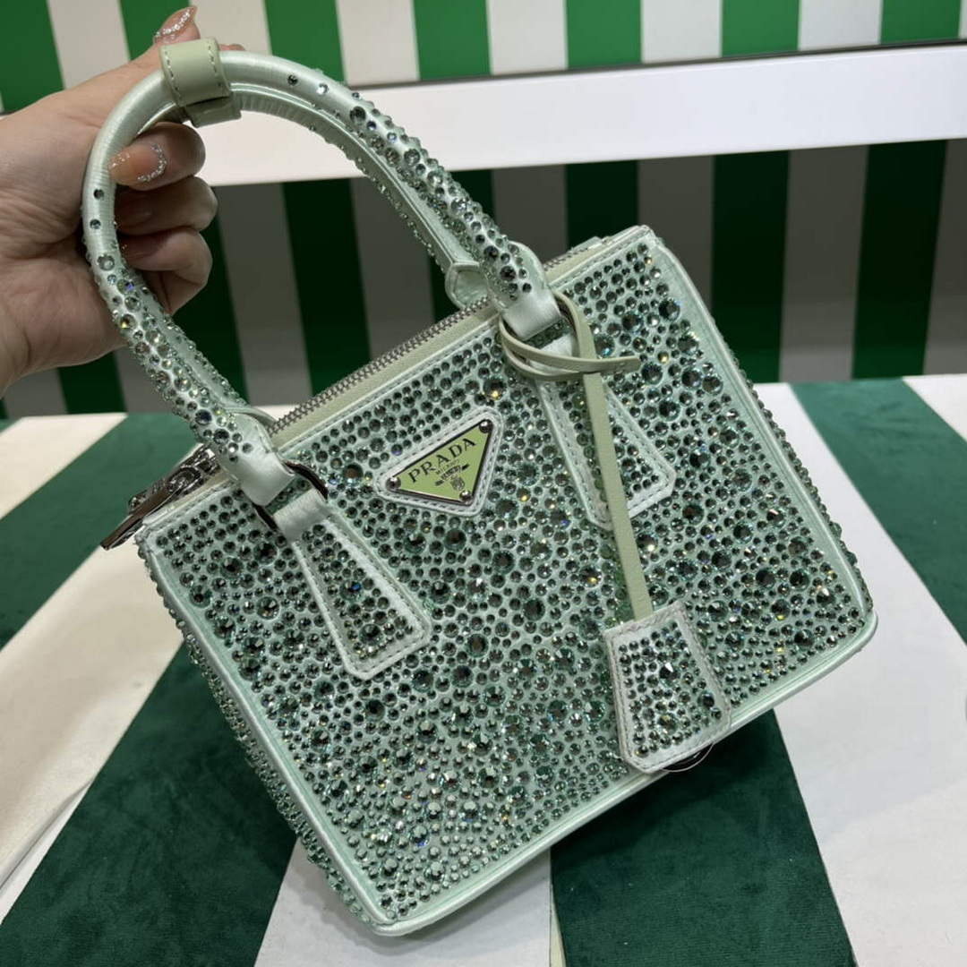 Prada 1BA906 Galleria satin mini-bag with crystals Green - Default Title - View 5