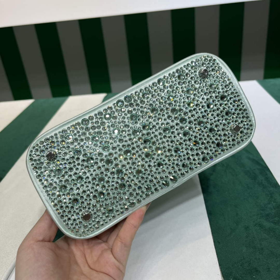 Prada 1BA906 Galleria satin mini-bag with crystals Green