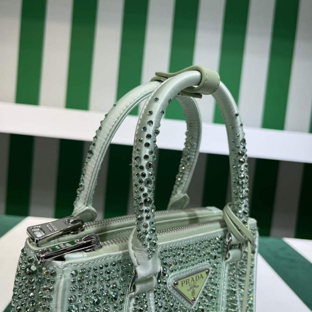 Prada 1BA906 Galleria satin mini-bag with crystals Green - Default Title - View 7