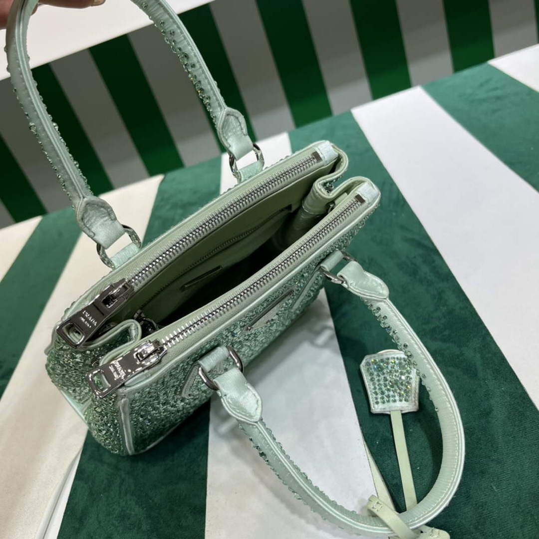 Prada 1BA906 Galleria satin mini-bag with crystals Green - Default Title - View 8