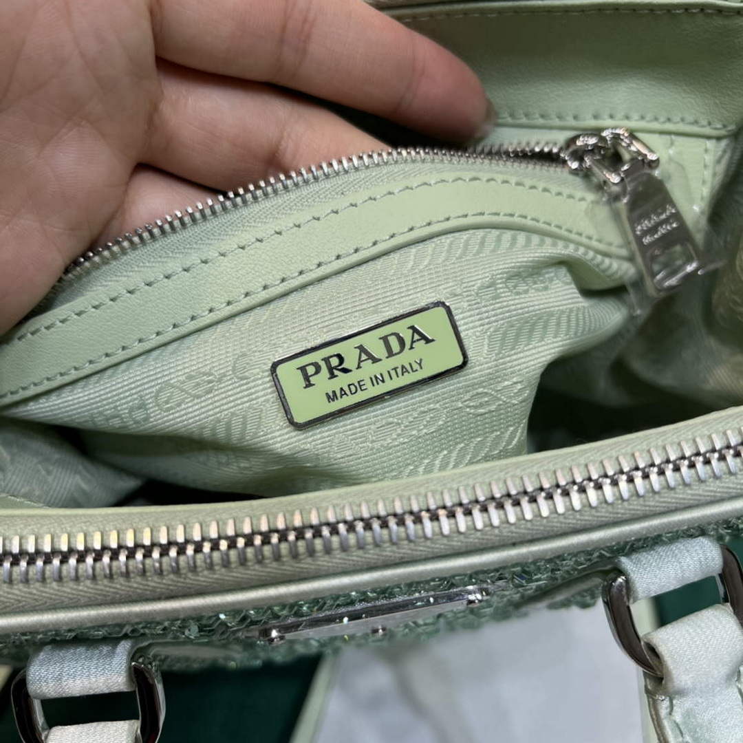 Prada 1BA906 Galleria satin mini-bag with crystals Green - Default Title - View 9