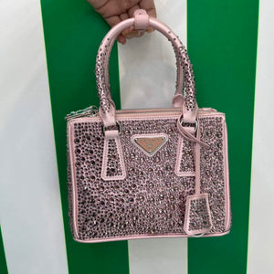 Prada 1BA906 Galleria satin mini-bag with crystals Pink - Default Title - View 1