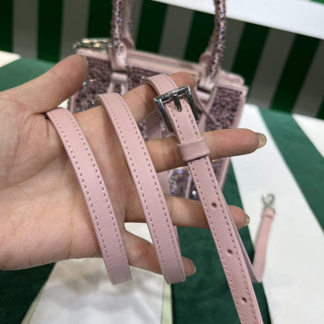Prada 1BA906 Galleria satin mini-bag with crystals Pink - Default Title - View 10