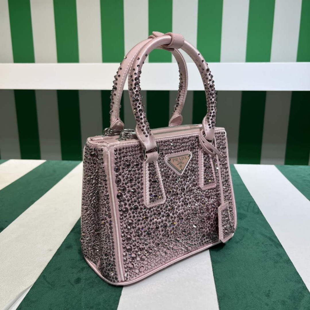 Prada 1BA906 Galleria satin mini-bag with crystals Pink - Default Title - View 4