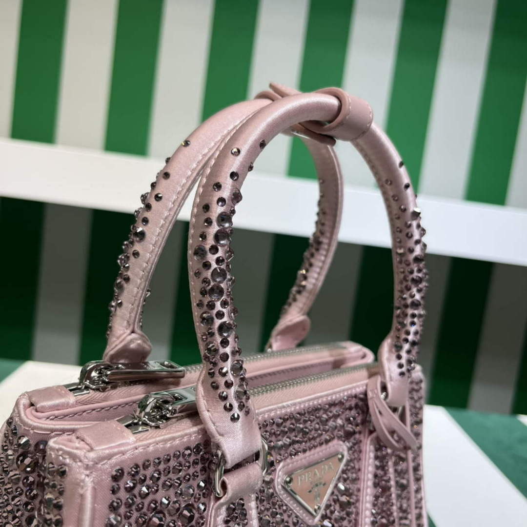 Prada 1BA906 Galleria satin mini-bag with crystals Pink - Default Title - View 5