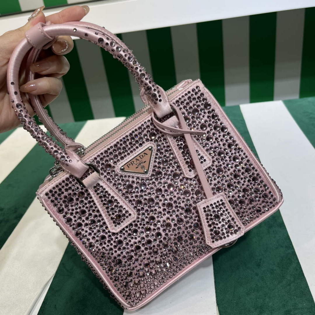 Prada 1BA906 Galleria satin mini-bag with crystals Pink - Default Title - View 6