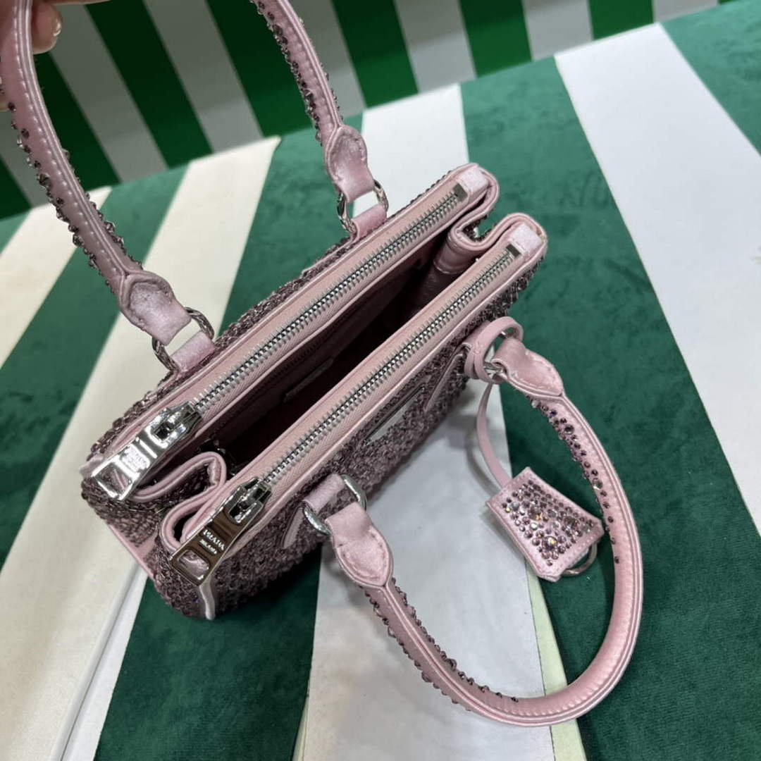 Prada 1BA906 Galleria satin mini-bag with crystals Pink - Default Title - View 8