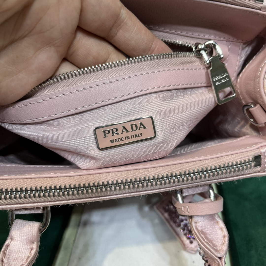 Prada 1BA906 Galleria satin mini-bag with crystals Pink - Default Title - View 9