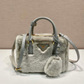 Prada 1BA906 Galleria Triangle Logo Mini Bag Gray Ladies Sheepskin - Default Title - View 1