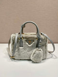 Prada 1BA906 Galleria Triangle Logo Mini Bag Gray Ladies Sheepskin