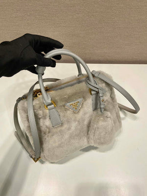 Prada 1BA906 Galleria Triangle Logo Mini Bag Gray Ladies Sheepskin - Default Title - View 2