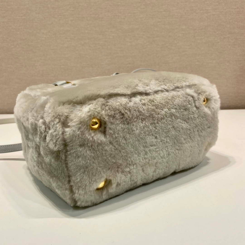 Prada 1BA906 Galleria Triangle Logo Mini Bag Gray Ladies Sheepskin