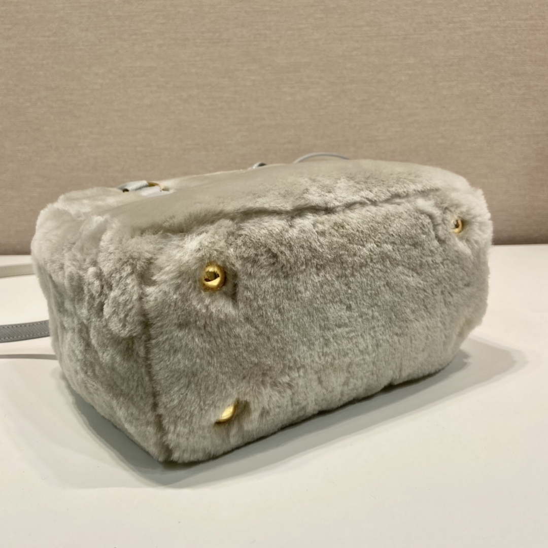 Prada 1BA906 Galleria Triangle Logo Mini Bag Gray Ladies Sheepskin