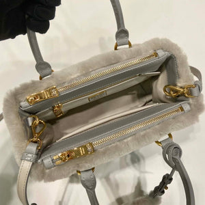 Prada 1BA906 Galleria Triangle Logo Mini Bag Gray Ladies Sheepskin - Default Title - View 8