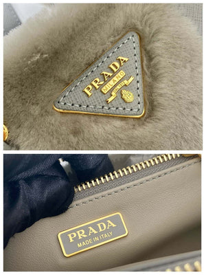 Prada 1BA906 Galleria Triangle Logo Mini Bag Gray Ladies Sheepskin - Default Title - View 9
