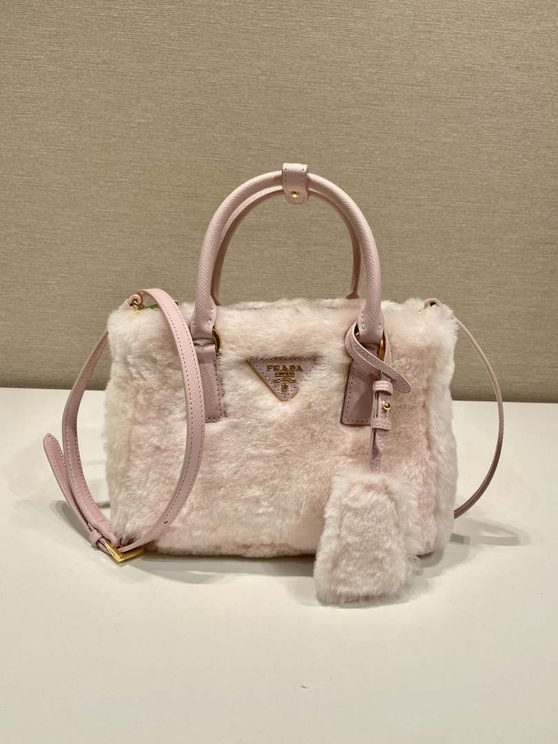 Prada 1BA906 Galleria Triangle Logo Mini Bag Pink Ladies Sheepskin - Default Title - View 1