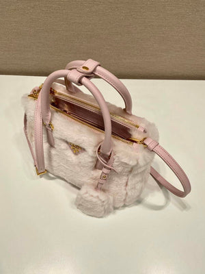 Prada 1BA906 Galleria Triangle Logo Mini Bag Pink Ladies Sheepskin - Default Title - View 3