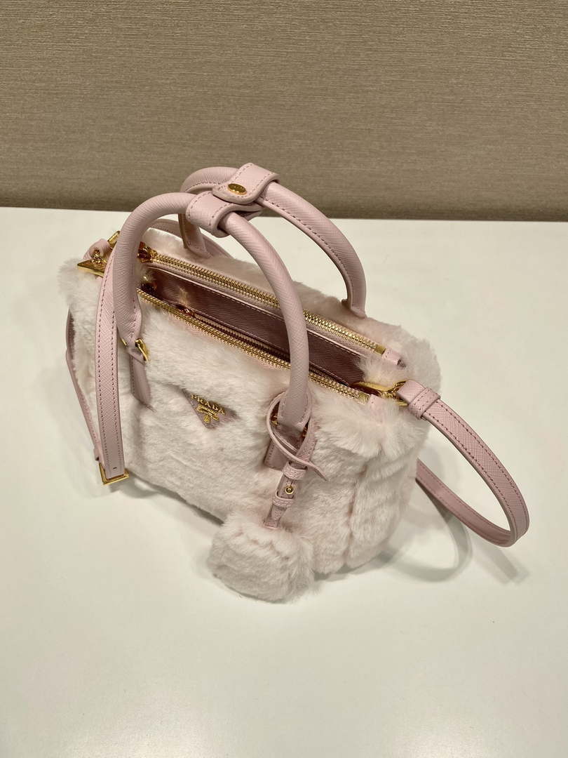Prada 1BA906 Galleria Triangle Logo Mini Bag Pink Ladies Sheepskin - Default Title - View 3