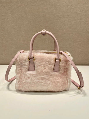 Prada 1BA906 Galleria Triangle Logo Mini Bag Pink Ladies Sheepskin - Default Title - View 4